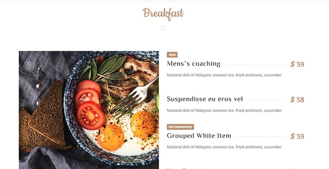 Chi tiết template web nhà hàng 1